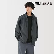 【MUJI 無印良品】男撥水加工尼龍可攜式風衣外套 S 煙燻藍