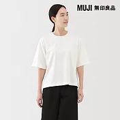 【MUJI 無印良品】女涼感圓領寬版短袖T恤 S 白色
