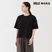 【MUJI 無印良品】女涼感圓領寬版短袖T恤 S 黑色