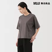 【MUJI 無印良品】女涼感圓領寬版短袖T恤 S 墨灰