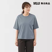 【MUJI 無印良品】女涼感圓領寬版短袖T恤 S 淺藍