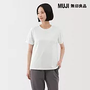 【MUJI 無印良品】女抗UV吸汗速乾圓領短袖T恤 L 柔白