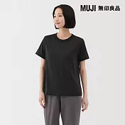 【MUJI 無印良品】女抗UV吸汗速乾圓領短袖T恤 S 黑色