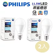 飛利浦Philips 省電 E27 LED 11.5W 燈泡 白光兩入優惠組