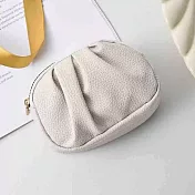 【素包包】零錢包 比手掌小雙拉鍊褶皺卡片鑰匙小物收納包(91035) _奶昔白