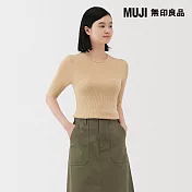 【MUJI 無印良品】女萊賽爾五分袖針織衫 S 淺黃