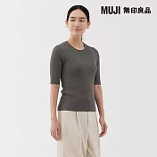 【MUJI 無印良品】女萊賽爾五分袖針織衫 S 煙燻棕