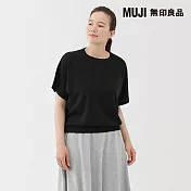 【MUJI 無印良品】女萊賽爾蝴蝶袖針織衫 S 黑色