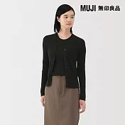 【MUJI 無印良品】女萊賽爾V領開襟衫 S 黑色