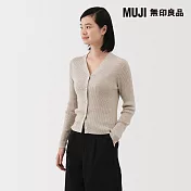 【MUJI 無印良品】女萊賽爾V領開襟衫 S 粉米