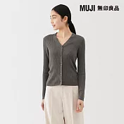【MUJI 無印良品】女萊賽爾V領開襟衫 S 煙燻棕