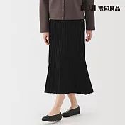 【MUJI 無印良品】女萊賽爾寬襬裙 S 黑色