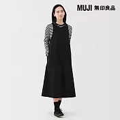 【MUJI 無印良品】女速乾平織布無袖洋裝 L 黑色