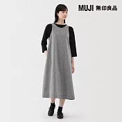 【MUJI 無印良品】女速乾平織布無袖洋裝 L 暗藍格紋