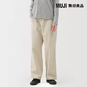 【MUJI 無印良品】女水洗人字紋工作直筒褲 S 象牙白
