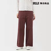 【MUJI 無印良品】女水洗人字紋工作直筒褲 S 棕色