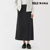【MUJI 無印良品】女水洗人字紋直筒裙 S 黑色