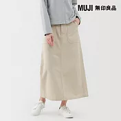 【MUJI 無印良品】女水洗人字紋直筒裙 L 象牙白