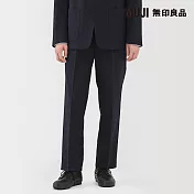 【MUJI 無印良品】男撥水加工彈性打褶褲 S 暗藍