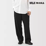 【MUJI 無印良品】男彈性無打褶寬版褲 S 黑色