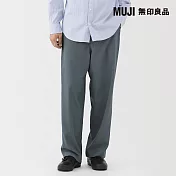 【MUJI 無印良品】男彈性無打褶寬版褲 S 煙燻藍