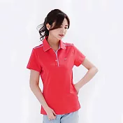 【遊遍天下】女款格紋領抗UV吸濕排汗短袖POLO衫(GS1014) M 桔紅