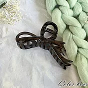 【卡樂熊】晶亮系列．曲線造型抓夾/鯊魚夾- 飄帶透棕色