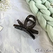 【卡樂熊】晶韌系列．微透光結飾造型抓夾/鯊魚夾- 交錯透黑色