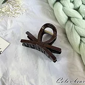 【卡樂熊】晶韌系列．微透光結飾造型抓夾/鯊魚夾- 交錯可可棕