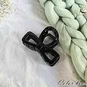 【卡樂熊】晶韌系列．微透光結飾造型抓夾/鯊魚夾- 鏤空亮面黑