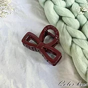 【卡樂熊】晶韌系列．微透光結飾造型抓夾/鯊魚夾- 鏤空酒紅色