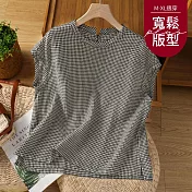 【慢。生活】文藝復古休閒格子背心 6277  FREE 黑色