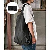 日本3COINS 率性風格大容量可摺疊購物袋 黑色