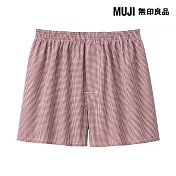 【MUJI 無印良品】男棉質平織布前開平口褲 S 暗紅格紋