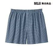 【MUJI 無印良品】男棉質平織布前開平口褲 S 淡藍格紋