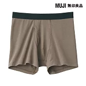 【MUJI 無印良品】男柔滑前開拳擊內褲 S 摩卡棕