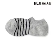【MUJI 無印良品】男淺口直角襪25-27cm 灰橫紋