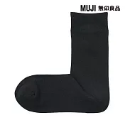 【MUJI 無印良品】女足口柔軟莫代爾混輕薄直角襪23-25cm 黑色