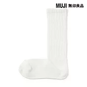 【MUJI 無印良品】女足口柔軟垂墜皺褶感螺紋直角襪23-25cm 柔白