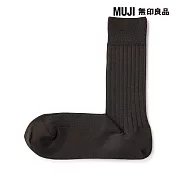 【MUJI 無印良品】男螺紋商務直角襪25-27cm 棕色