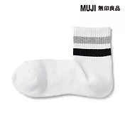 【MUJI 無印良品】男圈絨直角短襪25-27cm 白橫紋