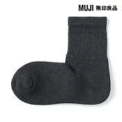 【MUJI 無印良品】男圈絨足口伸縮直角短襪25-27cm 墨灰