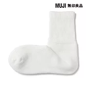 【MUJI 無印良品】男圈絨足口伸縮直角短襪25-27cm 柔白