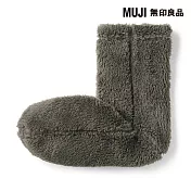 【MUJI 無印良品】男再生聚酯纖維絨毛刷毛室內直角襪25-27cm 棕色