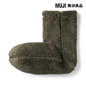 【MUJI 無印良品】男再生聚酯纖維絨毛刷毛室內直角襪25-27cm 卡其綠