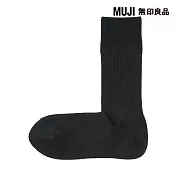 【MUJI 無印良品】女螺紋直角襪23-25cm 黑色