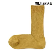 【MUJI 無印良品】女螺紋直角襪23-25cm 芥黃