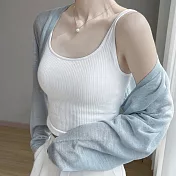 【MsMore】 夏日冰絲防曬針織開衫蝙蝠袖薄紗罩衫# 125502 FREE 藍色