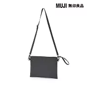 【MUJI 無印良品】撥水加工隨身側包 墨灰