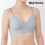 【MUJI 無印良品】女舒適觸感螺紋胸罩 S 淺藍